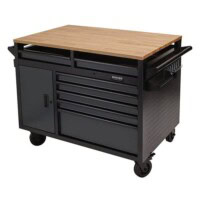 Bunker 48 inch multi functional workbench with 14 drawer roller tool cabinet in grey
