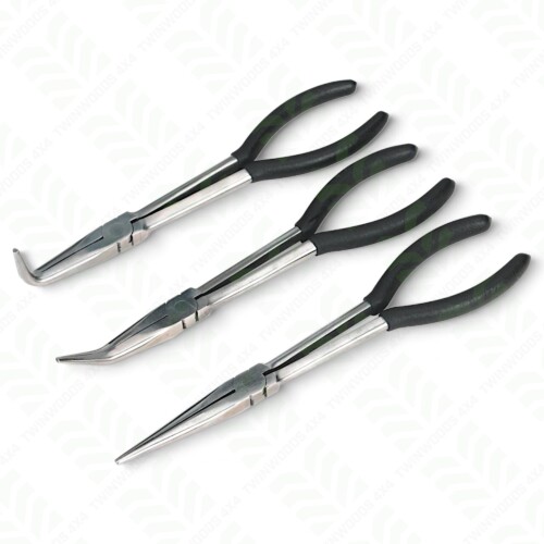 275mm long reach needle nose pliers set straight 45 and 90 degree
