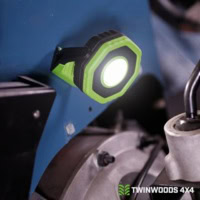 700 lumen rechargeable Land Rover workshop flood light green in use