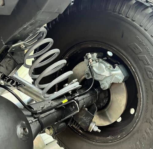Defender rear axle brake line replacement fitted to rear axle on non-ABS Defender