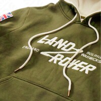 DA5866 Land Rover Bronze Green hoodie Red Canoe closeup