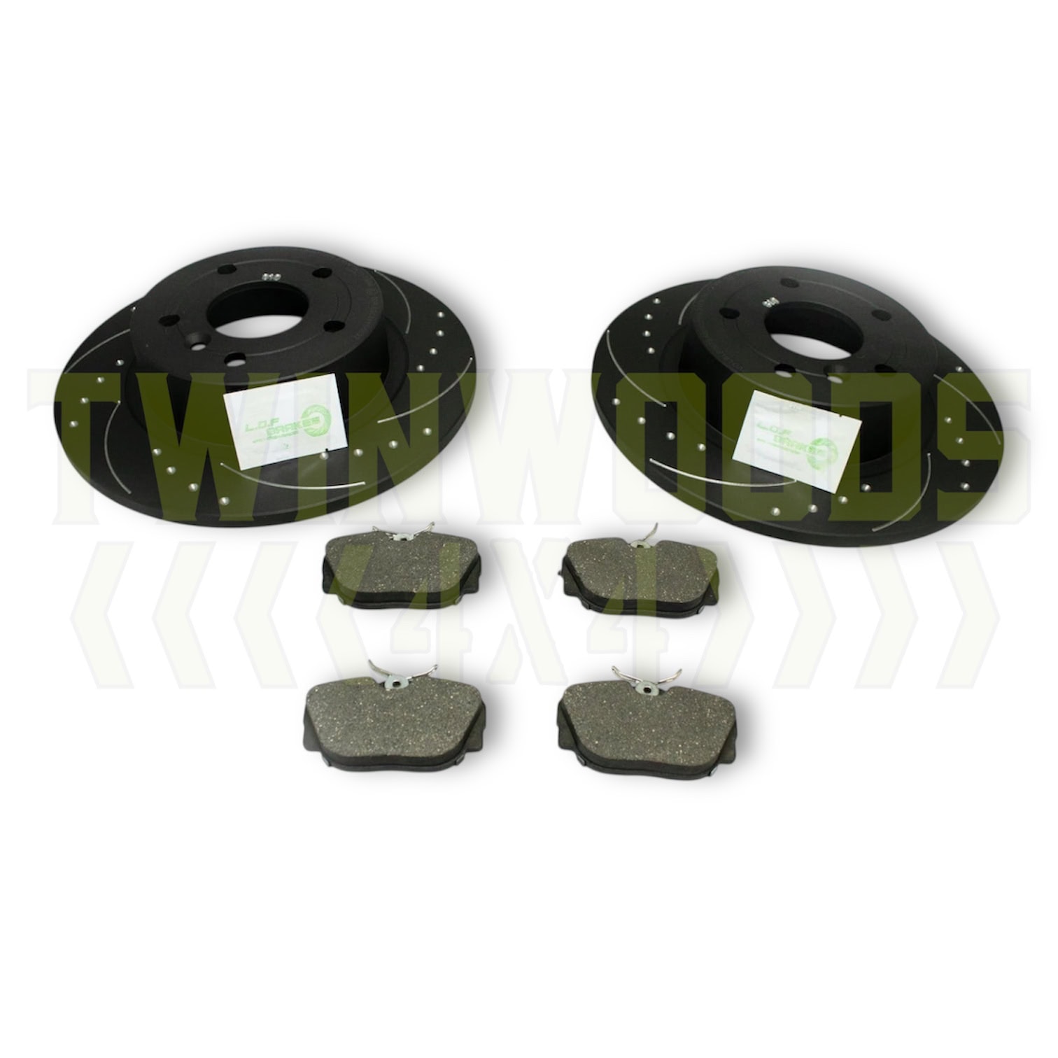 Discovery 2 POWERSpec rear brake upgrade kit with dimpled and grooved discs and pads