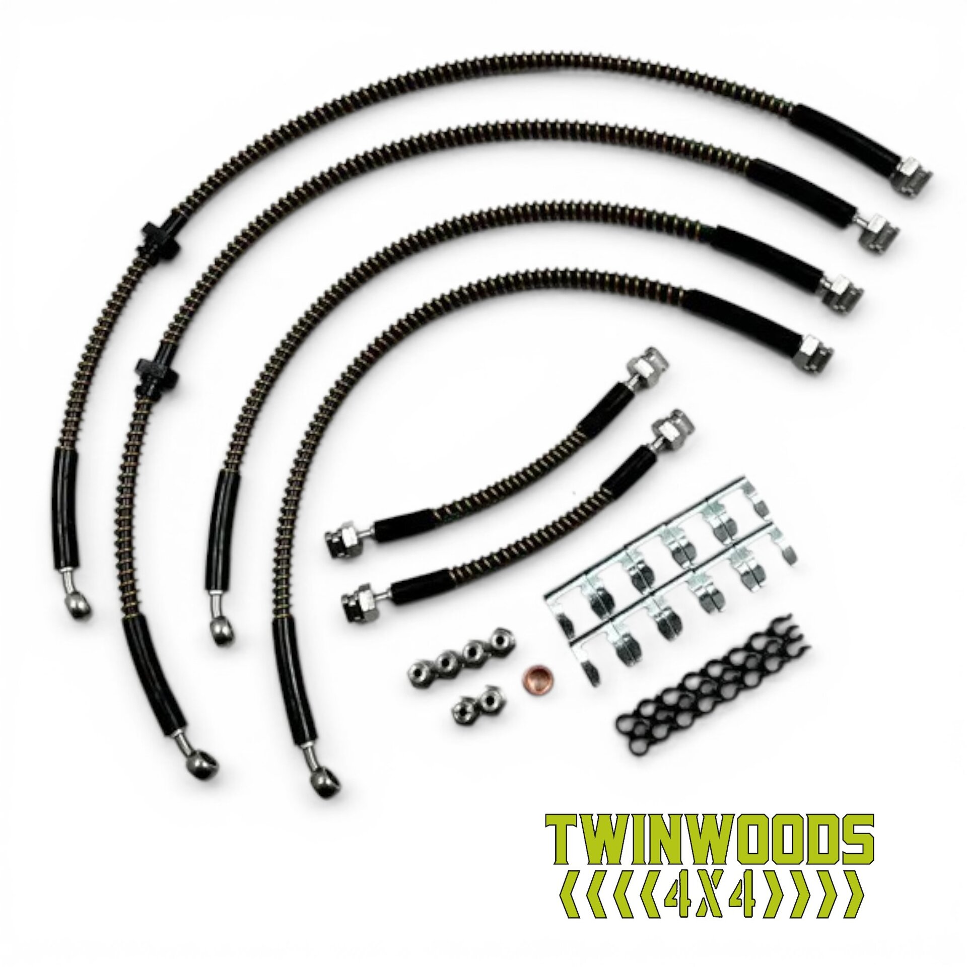 Premium Discovery 2 Td5 stainless braided brake hose kit 6-line with stainless fittings