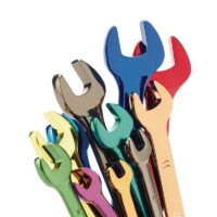 Draper Expert Hi-Torq metric coloured combination spanner set 13 piece on storage rack