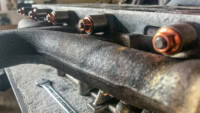 Image showing kit fitted to a Td5 vehicle. Ultimate TD5 Exhaust Manifold Stud Kit – Extended Stud Version.