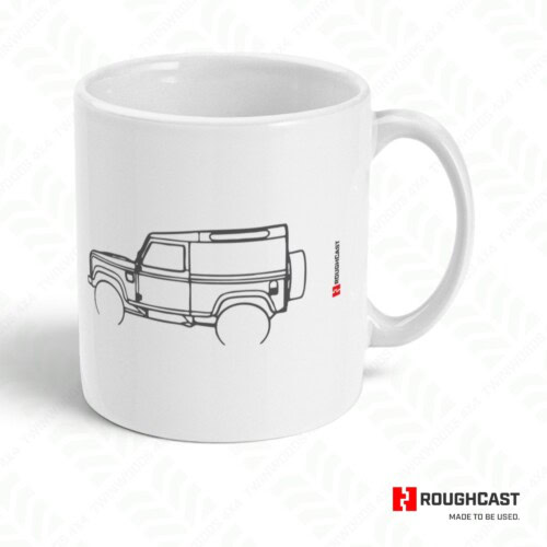 Land Rover Defender outline ceramic gift mug RoughCast 11oz