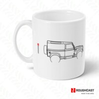 Land Rover Defender outline ceramic gift mug RoughCast 11oz