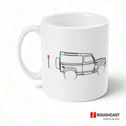 Land Rover Defender outline ceramic gift mug RoughCast 11oz