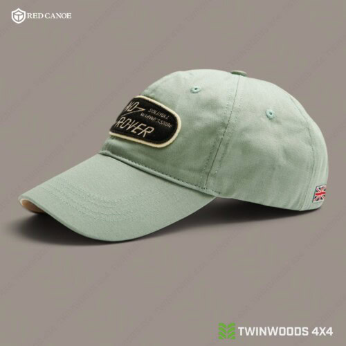 Land Rover Grasmere Green cap Red Canoe left