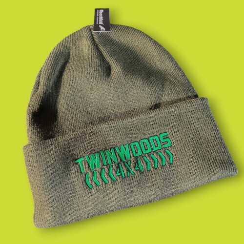 Olive Twinwoods 4x4 winter hat beanie with embroidered logo