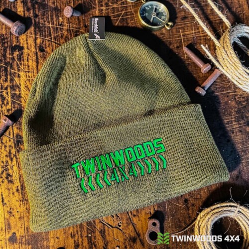 Twinwoods 4x4 olive winter beanie hat embroidered logo