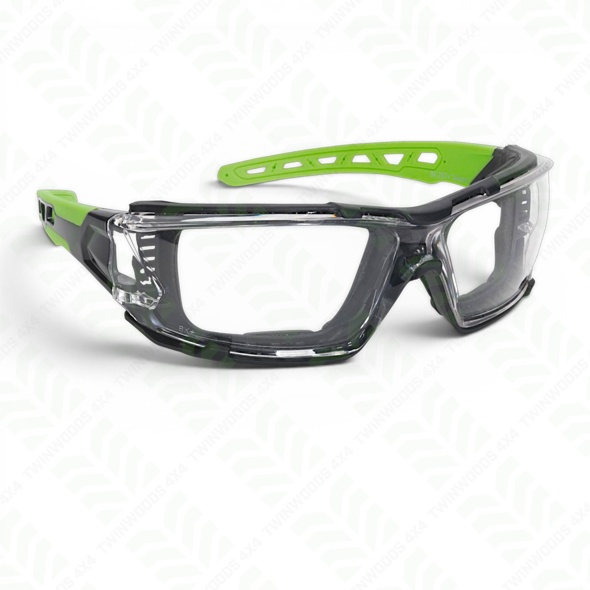 Worksafe green safety spectacles with EVA padding and clear lenses Worksafe green safety spectacles with EVA padding and clear lenses